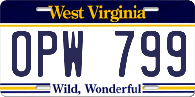 WV license plate OPW799