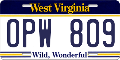 WV license plate OPW809