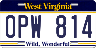 WV license plate OPW814