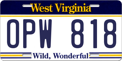 WV license plate OPW818