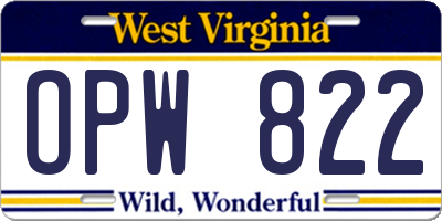 WV license plate OPW822