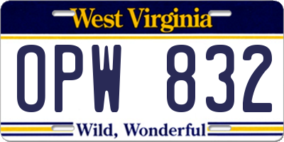 WV license plate OPW832