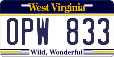 WV license plate OPW833