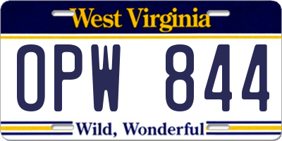 WV license plate OPW844