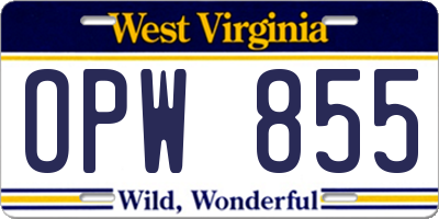 WV license plate OPW855