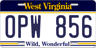 WV license plate OPW856