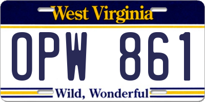 WV license plate OPW861