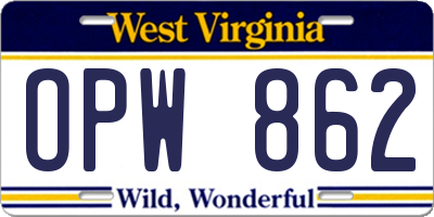 WV license plate OPW862