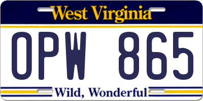 WV license plate OPW865