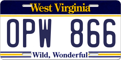 WV license plate OPW866