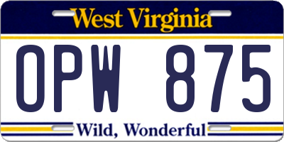 WV license plate OPW875