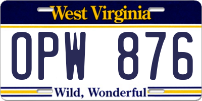 WV license plate OPW876
