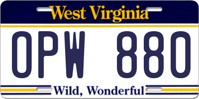 WV license plate OPW880
