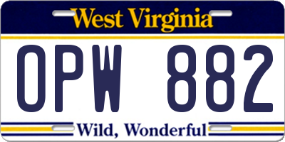WV license plate OPW882