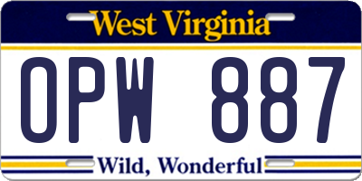 WV license plate OPW887