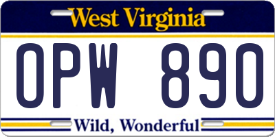 WV license plate OPW890