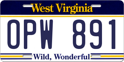 WV license plate OPW891