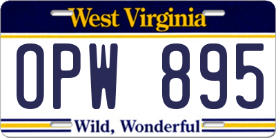 WV license plate OPW895