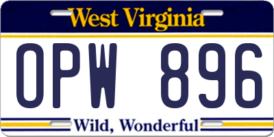 WV license plate OPW896