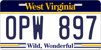 WV license plate OPW897
