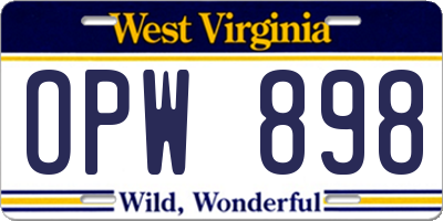 WV license plate OPW898