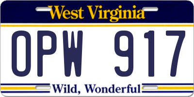 WV license plate OPW917