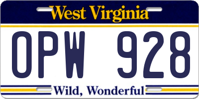 WV license plate OPW928