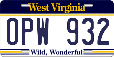 WV license plate OPW932