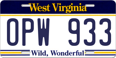 WV license plate OPW933