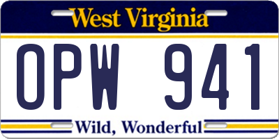 WV license plate OPW941