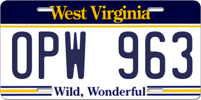 WV license plate OPW963