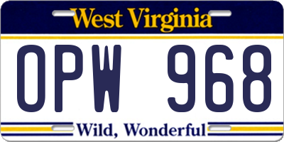 WV license plate OPW968