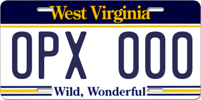 WV license plate OPX000