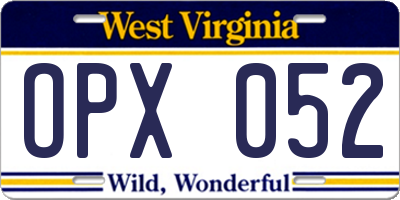 WV license plate OPX052