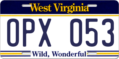 WV license plate OPX053