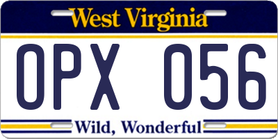 WV license plate OPX056