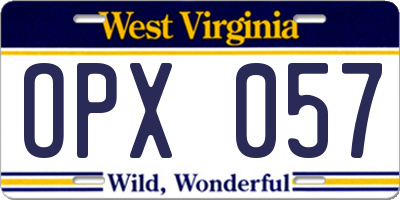 WV license plate OPX057
