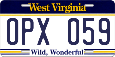 WV license plate OPX059