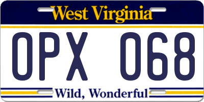 WV license plate OPX068