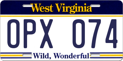 WV license plate OPX074