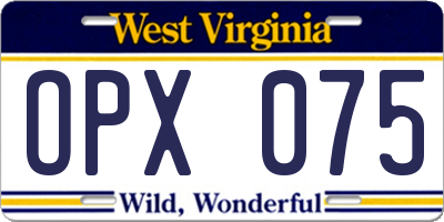 WV license plate OPX075