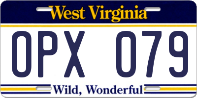 WV license plate OPX079