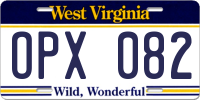 WV license plate OPX082