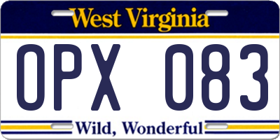 WV license plate OPX083