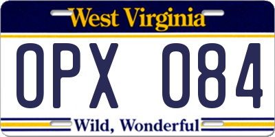 WV license plate OPX084