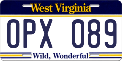 WV license plate OPX089