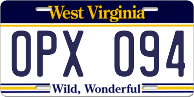 WV license plate OPX094