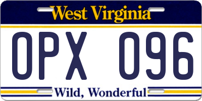 WV license plate OPX096