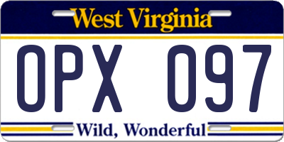 WV license plate OPX097