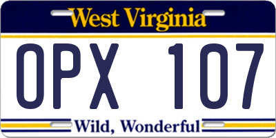 WV license plate OPX107